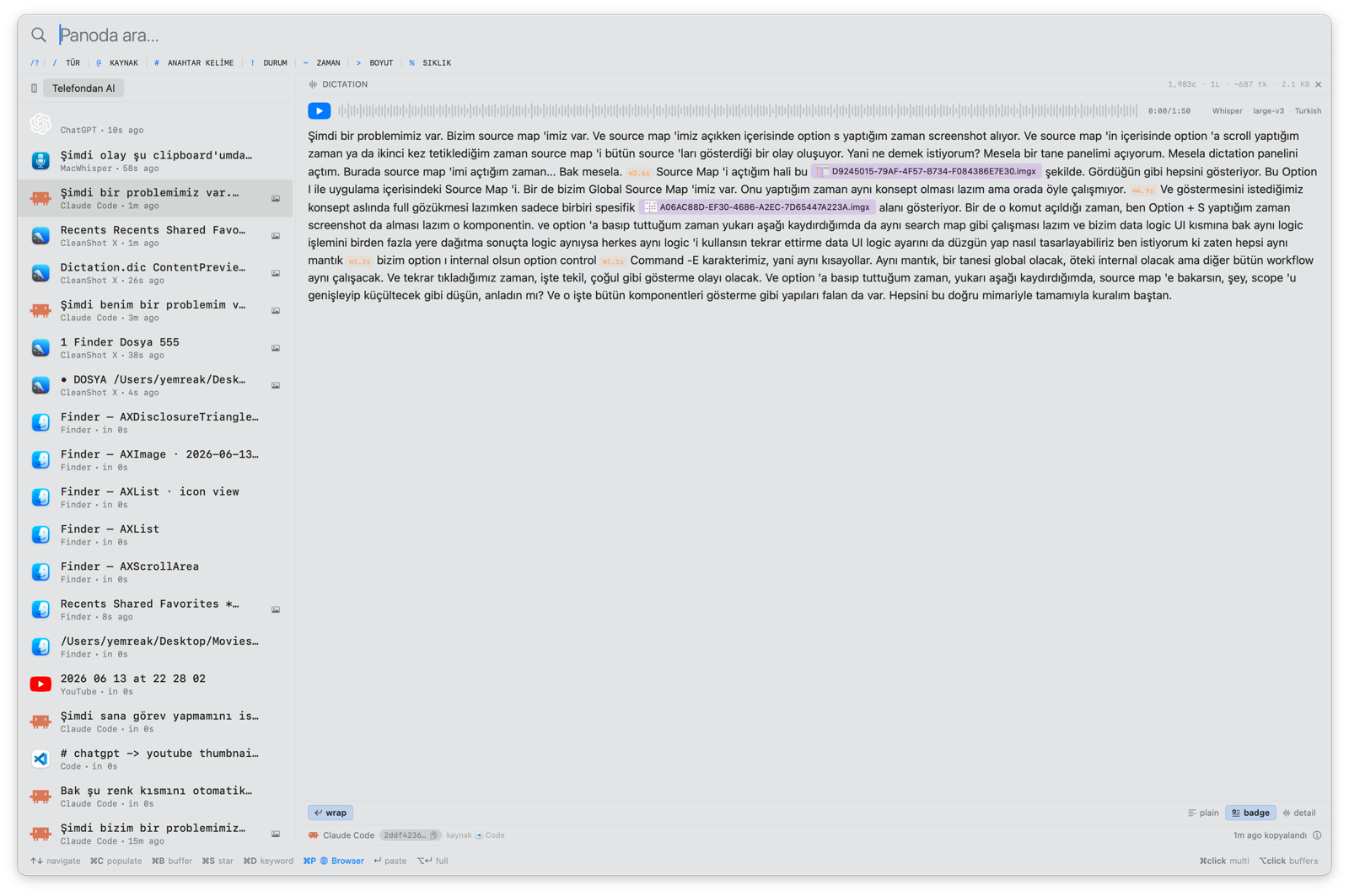 Clipboard browser — light theme