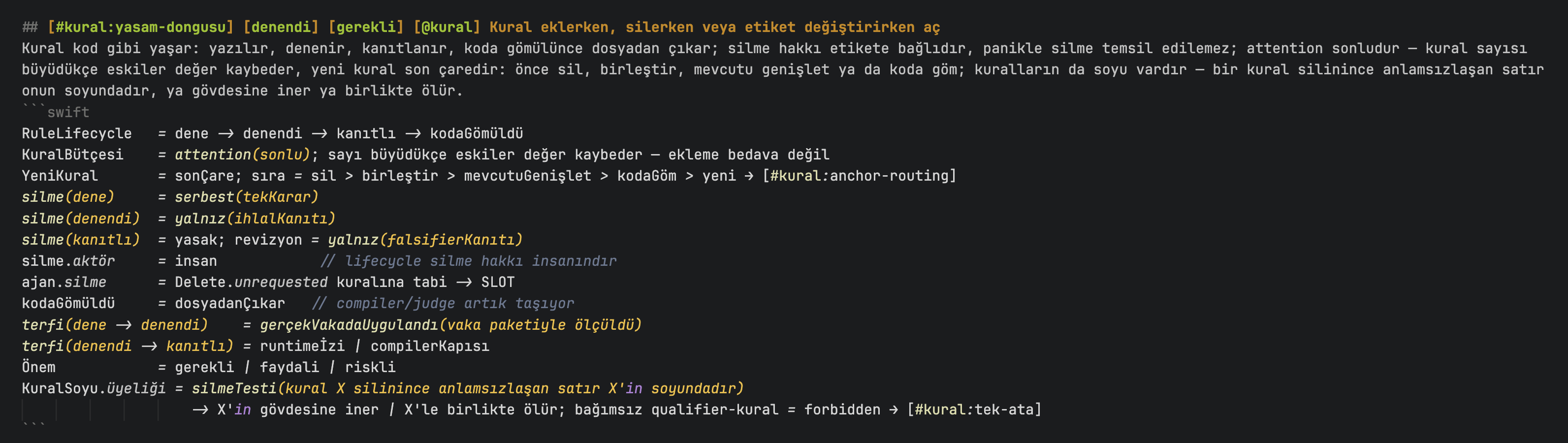 Markdown heading anchor’ları ve rule body relation’ları