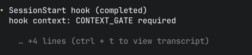 SessionStart hook output showing CONTEXT_GATE required