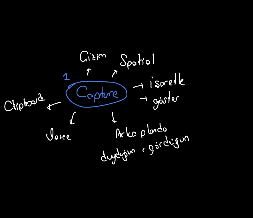 iPad Notability mind map: Capture → Drawing, Spatial, Clipboard, Voice