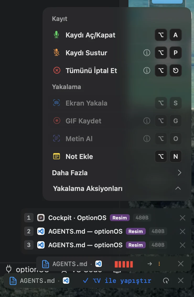Recording bar with the context list, waveform, background transcription and pending speech row marked